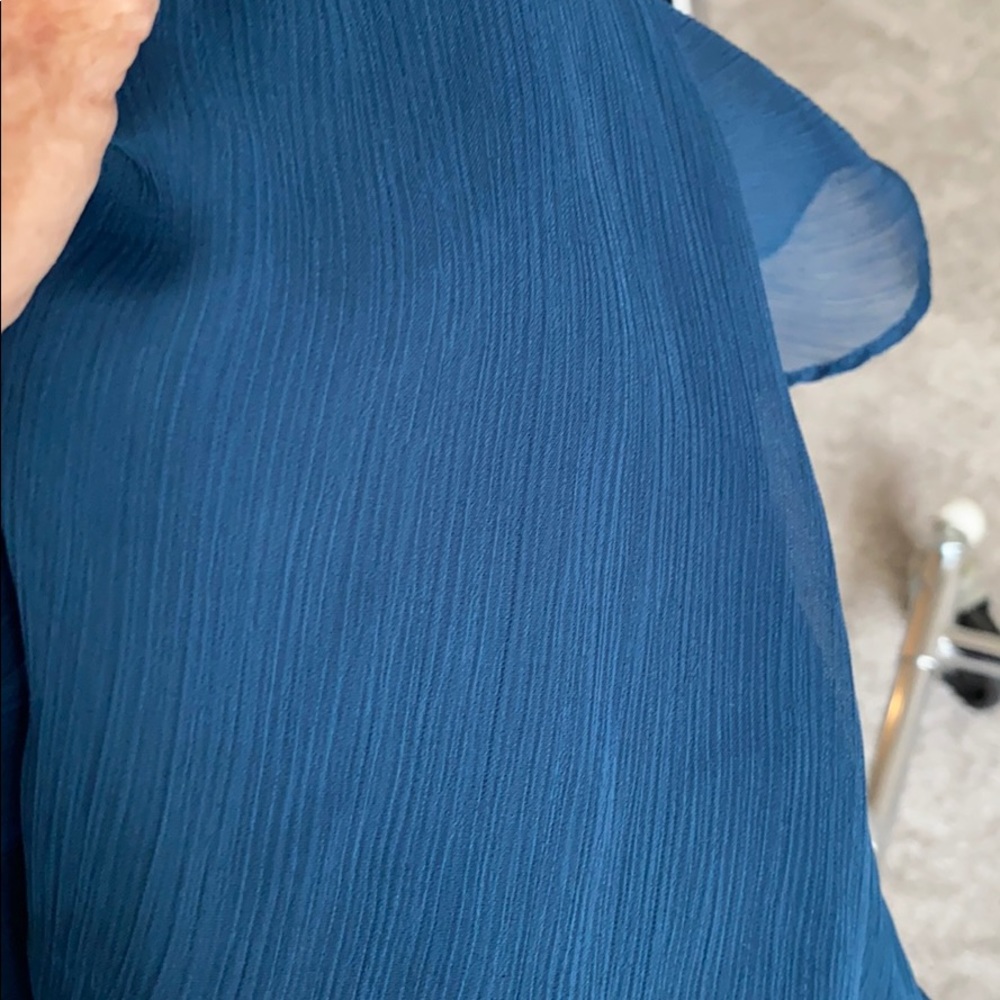 Badgley Mischka Blue Ruffle Prom Dress - Picture 5 of 6